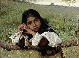 Charles Sprague Pearce Moments of Thoughtfulness painting